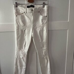 Express White Skinny Distressed Jeans